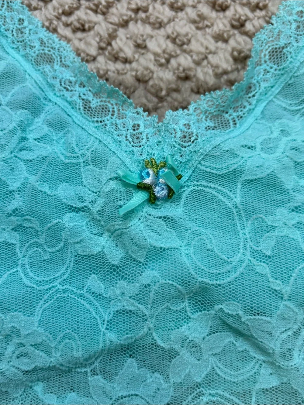 Victoria’s Secret Angels‎ Turquoise Lace Camisole and Matching Panties Size S/M_9